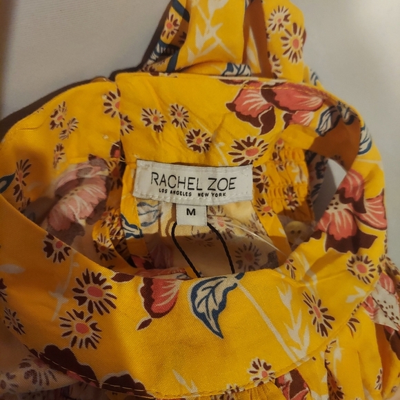 Rachel Zoe Tops - Rachel Zoe Womens 100% Rayon Yellow Floral Peplum Halter Top Size Medium NWT